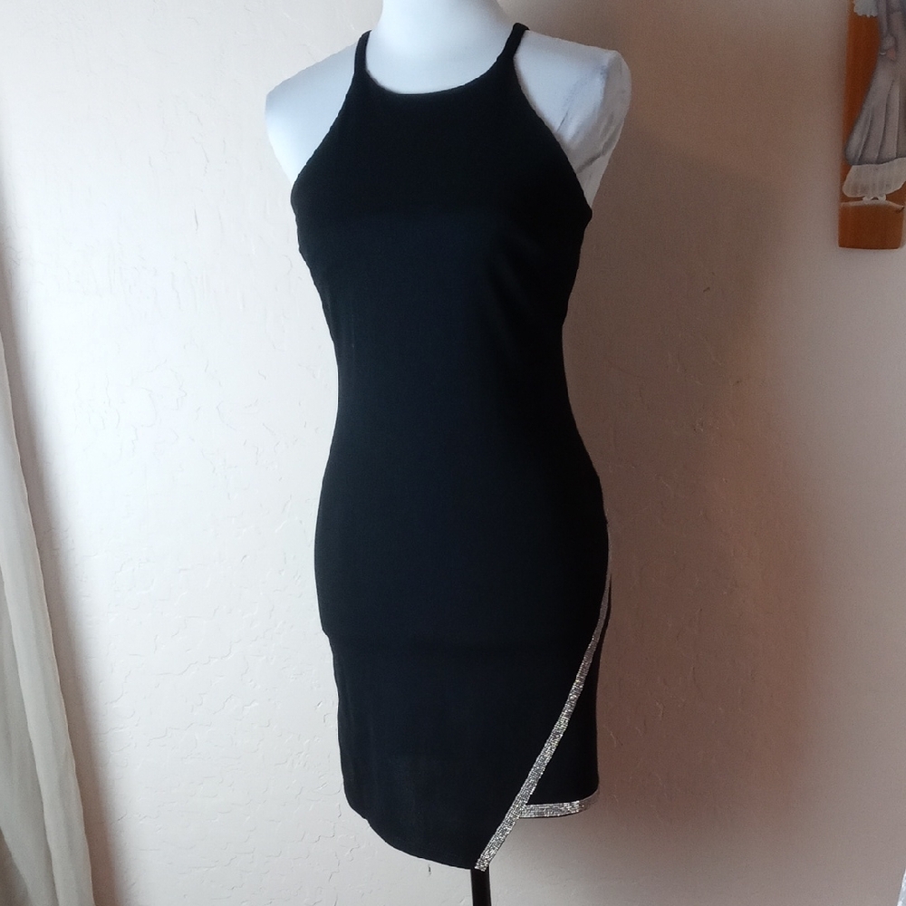 Planet Gold Elegant Black Dress with Silver Accents